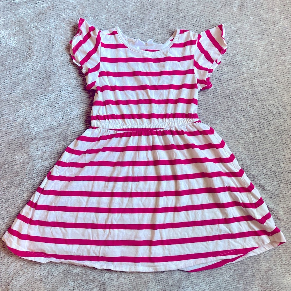 Gap Striped Dress Casual Flutter Sleeve 100% Cotton Small 6-7